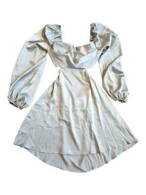 Hello Molly Light Green Puff-Sleeve Fit & Flare Dress